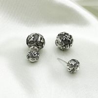 DSP ต่างหูเงินตอกลายอักขระทิเบต ต่างหูเงินแท้ เงินแท้ 925 : DSP 925 Sterling Silver Earing [ESPC0614]