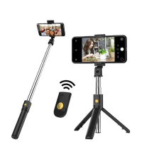 ไม้เซลฟี่ Extendable Handheld Selfie Stick + Bluetooth Remote 3 In 1 ขาตั้งกล้องมือถือเซลฟี่แบบบลูทูธ ชุด ขาตั้งกล่องเซลฟี่ พร้อมรีโมทบลูทูธในตัว หัวต่อมือถือ