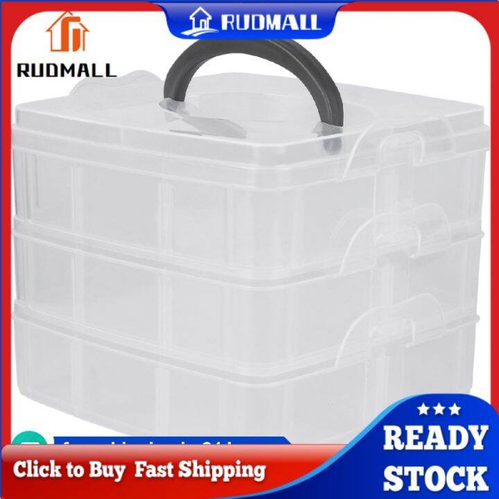 3 Layers 18 compartments Plastic Adjustable Storage Box Case Holder