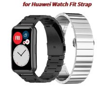 ☎∋◈ สายโลหะสแตนเลสสำหรับ Huawei Watch Fit Original Interface Smart Belt Bracelet Wristband for Huawei Fit สายนาฬิกาใหม่