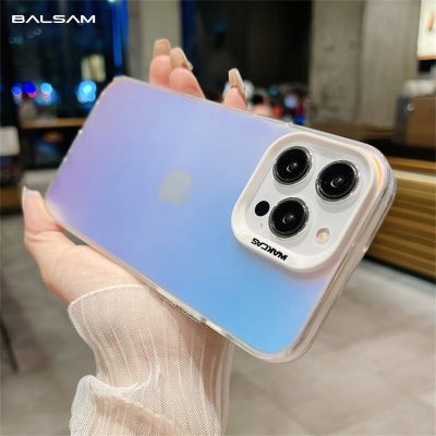 Luxury Colorful Gradient Matte Acrylic Clear Phone Case For iPhone 14 13 12 11 15 Pro Max Plus X XR XS MAX Shockproof Hard Cover Phone Cases