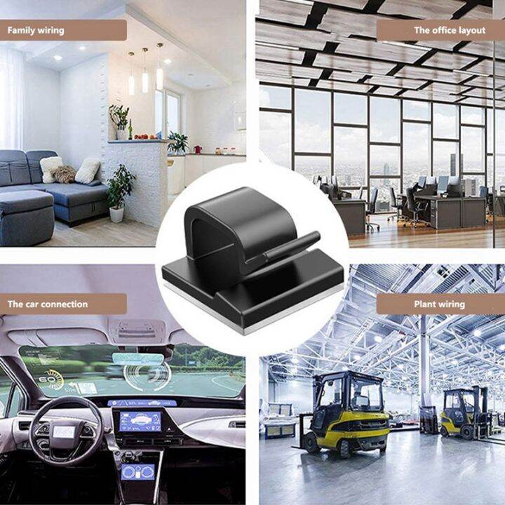 punch-free-wire-manager-wall-stickers-seamless-fixed-self-adhesive-buckle-network-cable-desktop-wire-clip-100-black