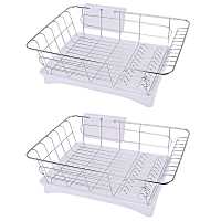 Stainless Steel Dish Drainer Drying Rack With 3-Piece Set Removable Rust Proof Utensil Holde For Kitchen Counter Storage Rack