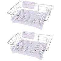 Stainless Steel Dish Drainer Drying Rack With 3-Piece Set Removable Rust Proof Utensil Holde For Kitchen Counter Storage Rack