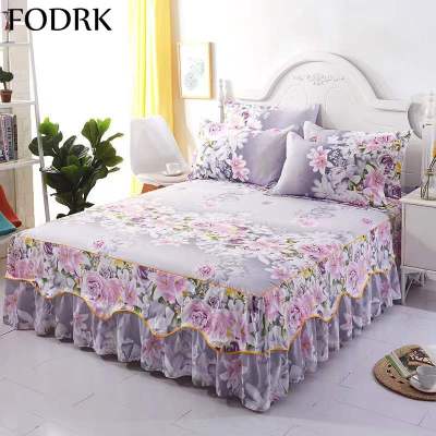 3 Pcs Bed Linen Cotton Lace Skirt Elastic Fitted Double Bedspread Mattress Cover Home Pillowcase Bedding Set Bedsheet 2 Seater