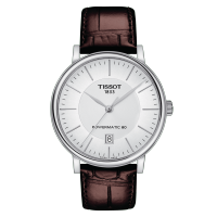 Tissot Carson Premium Powermatic 80 ทิสโซต์ คาร์สัน T1224071603100 สีเงิน น้ำตาล นาฬิกาผู้ชาย