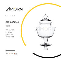 AMORN - Jar C20/18 - แจกันแก้ว แจกันจัดสวน โหลแก้วพร้อมฝา โหลจัดสวน โหลฝาแก้ว, โหลขนม แฮนด์เมด เนื้อใส ความสูง 25 ซม.