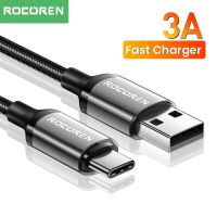 สายเคเบิล Rocoren ชนิด C USB 3A สายชาร์จเร็วสาย R สำหรับ F3 F4 Poco Realme Samsung มือถือหัวเหว่ยสายเคเบิลข้อมูลโทรศัพท์