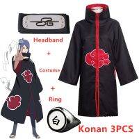 Anime 3-Piece Set Naruto Costume Cosplay Props Xiao Cloak Ring Headband Itachi Accessories Toy Halloween Mens