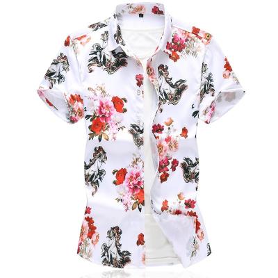 Mens Shirts Floral Short sleeve Casual Hawaiian Shirt Men Blouse Mens Clothing Beach style Summer vnb