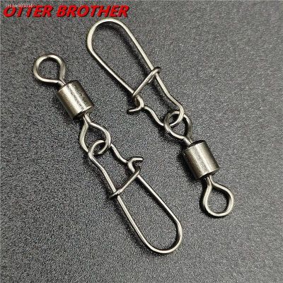 ﹉○ 50Pcs/lot 1 -14 Carp Fishing Accessories Connector Pin Bearing Rolling Swivel Stainless Steel Snap Fishhook Lure Swivels Tackle