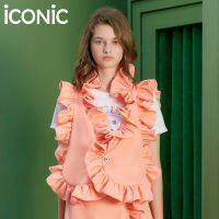 iCONiC PEACH RUFFLE VEST #6544 เสื้อคลุมผญ สีพีช แต่งระบาย กระดุมคริสตัล ปรับขนาดได้  เสื้อแฟชั่น เสื้อแฟชั่นผญ เสื้อออกงาน เสื้อทำงาน เสื้อไฮโซ