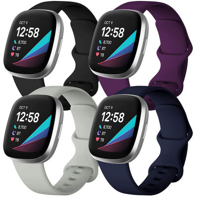 4แพ็คสายสำรองสำหรับFitbit Versa 3และFitbit Sense, Breathableกันน้ำสายรัดกีฬาสายรัดข้อมือสำหรับFitbit Sense/Versa 3 Smartwatch