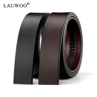 LAUWOO เข็มขัดแบรนด์ 100% Pure Cowhide Belt Strap No Buckle เข็มขัดหนังแท้ Automatic Buckle Belt for Men คุณภาพสูง-TIOH MALL