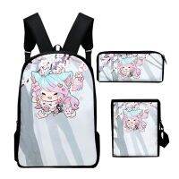 ㍿  Youthful VTuber Silvervale Anime Print 3pcs/Set Student bags Laptop Daypack Shoulder