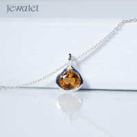 JEWALET CITRINE LOTUS SILVER FANCY PENDANT  จี้เงิน ซิทริน ดอกบัวแฟนซี  7.5 มม.