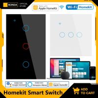 Apple Homekit Smart Switch ไม่มี EU / US ที่เป็นกลาง WIFI Touch เซนเซอร์ สวิตช์ไฟติดผนัง Smart Home 1/2 /3 Gang Siri Voice Control 2023