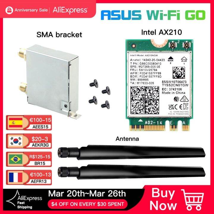 For ASUS Wifi Go AX210 Wifi 6E Network Card 5374Mbps Bluetooth 5.3 ...