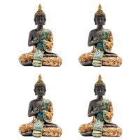 4X Buddha Statue Thailand Sculpture Resin Handmade Buddhism Hindu Feng Shui Figurine Meditation Home Decor Ornament