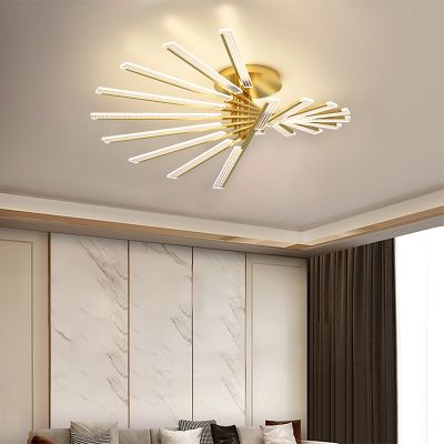 [COD] luxury living room creative simple modern golden crystal intelligent voice minimalist line ceiling package