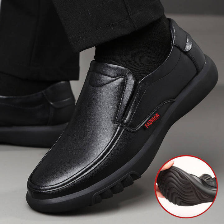 รองเท้าหนังแบบหัวแหลม-ใหม่รองเท้าลำลองผู้ชาย-รองเท้าหนังชาย-ผู้ชายรองเท้าหนังสีดำ