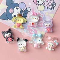 10pcs Sanrios Cinnamoroll Kuromi Hello kitty My Melody resin full body transparent DIY cream phone case accessories material bag