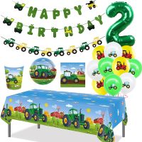 Farm Green Tractor Party Happy Birthday Banners Plates Napkins Tablecloths Farm Themed Birthday Party Supplies Decors