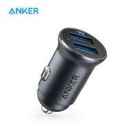 Anker ที่ชาร์จความเร็วสูงที่ชาร์จแบตในรถมินิ24W 4.8A โลหะสอง USB เพาเวอร์ไดรฟ์โลหะผสม2อะแดปเตอร์รถยนต์ให้พอดีกับไฟ LED สีฟ้า