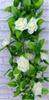 New Blue And White Artificial Rose Silk Flower Green Leaf Vine Garland For Home Wall Weddin Party Decorations 2.4m Long