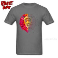 Men Tops &amp; Tees Funky T Shirt Geometric Lion Print Tshirt Newest O-Neck T-Shirts 100% Cotton Fabric Design Clothes Wholesale