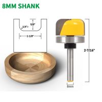 1PC 8MM Shank Milling Cutter ไม้แกะสลัก 1-1 / 8－เส้นผ่านศูนย์กลางถาดชามเราเตอร์บิตงานไม้เว้ารัศมีมิลลิ่งเครื่องตัดเครื่องมือ