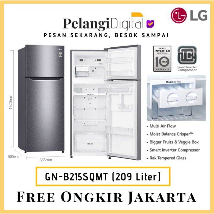 LG GN-B215SQMT Kulkas Dua 2 Pintu Smart Inverter Twist Ice - Khusus ...