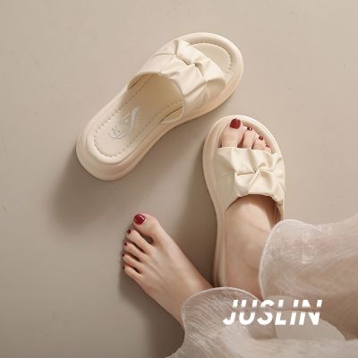 JUSLIN ร้องเท้า รองเท้าแตะ รองเท้าแฟชั่น สะดวกสบาย สไตล์เกาหลี แฟชั่น ด้านล่างหนา 2023 ใหม่ 051106 V722