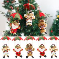 Merry Christmas Parachute Ornament Snowman Bear Xmas Tree Hanging Pendants New Year 2022 Home Garland Navidad Decoration