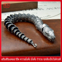 RY-สร้อยข้อมืองูจักรราศีแฟชั่นคลาสสิกดั้งเดิม เครื่องประดับเงิน 925 มงคล ส่งเสริมธุรกิจ เครื่องรางงู ของขวัญวันเกิดสำหรับผู้ชาย มงคล