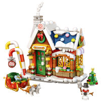 2021City Mini Christmas Cabin Building Blocks Santa Claus House Friends Bricks Architecture DIY Toys For Children Gifts