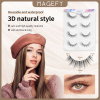 MAGEFY 4คู่ธรรมชาติสไตล์ต่อขนตาครบชุด3D มิงค์เหมือนไฟเบอร์นำมาใช้ใหม่ขนตาปลอม C-องศาหยิกต่อขนตา