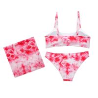 Sexy High Waist Three-Piece Swimsuit Long Sleeve Swimwear Women Bikini Tie-Dye Swimsuit for Women