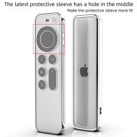 Fancan TPU Soft Case เข้ากันได้กับ Apple 4K 2021 Remote ป้องกันรอยขีดข่วนพร้อมการป้องกันการหล่น-โปร่งใสพร้อมขอบสีเงิน