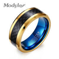 Modyle แหวนทังสเตนคาร์ไบด์สีฟ้าทองสำหรับผู้ชาย Blue Mens Jewelry Wedding BAND