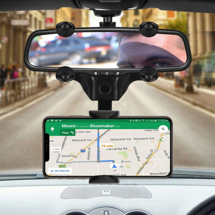 ซินซู-แท่นวางกระจกมองหลังสำหรับที่วางโทรศัพท์ในรถยนต์-แท่นวางแบบปรับหมุนได้360องศา-gps-อเนกประสงค์ฐานยึดอุปกรณ์นำทาง