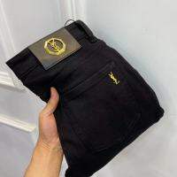 Jeans Slim Fit ผ้ายืดสำหรับผู้ชายฟอกได้คุณภาพสูงสีดำทันสมัย