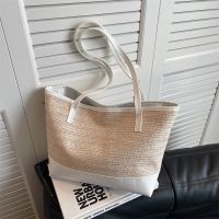 ✾✌❁ Large-capacity bag female 2022 summer new fashion leisure straw bag commuter one shoulder bag basket tote bags