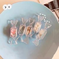 〖Margot decoration〗 Transparent Plastic Jewelry Container Box Mini Portable Travel Carrying Cosmetic Case Candy Shaped Necklace Earrings Storage Box