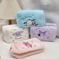 Sanrio Plush Cinnamoroll กระเป๋าเครื่องสำอางอะนิเมะ Kuromi Melody Plush แต่งหน้ากระเป๋าเดินทางกระเป๋าตุ๊กตาของเล่นสาวคริสต์มาสของขวัญ-Wefdger