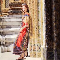 ∈  Summer new Thai resort ethnic print skirt wind Bohemia show thin seaside beach skirt of the dress