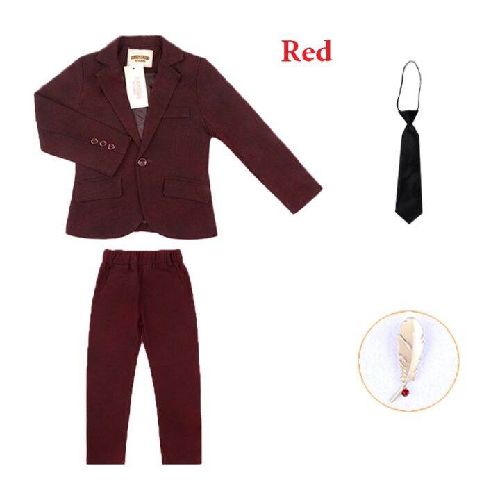 4pcs-boys-formal-set-jacket-pants-tie-brooch-set-kids-formal-suit-long-sleeve-blue-red-blazer-children-birthday-party-school-speech-event-wedding-clothing