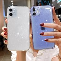 ❂ Candy Color Glitter Transparent Phone Case For iPhone 13 11 12 Pro 12 Mini X XR XS Max SE 2020 7 8 Plus 6 6s Soft Silicone Cover