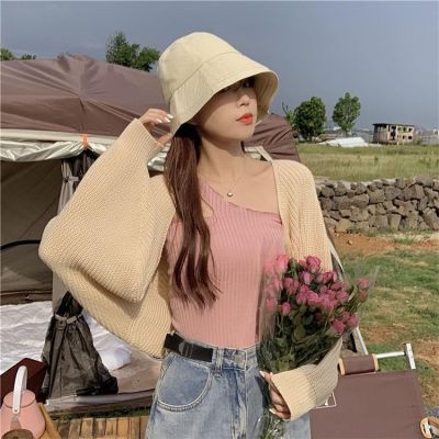 Fashion long-sleeved sunscreen knitted cardigan jacket womens thin loose long-sleeved short jacket