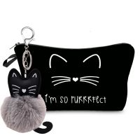 ICute Cat Print Cosmetic Bag Women Travel Waterproof Toiletry Storage Handbag Female Casual Makeup Holder Organizer Purse